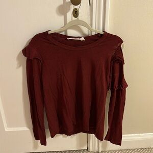 Size XS, burgundy sweater, brand WILT, ruffled sleeves